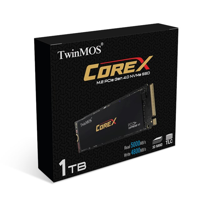 Hız özelliklerine sahip 1TB TwinMOS COREX M.2 NVMe SSD paketi.