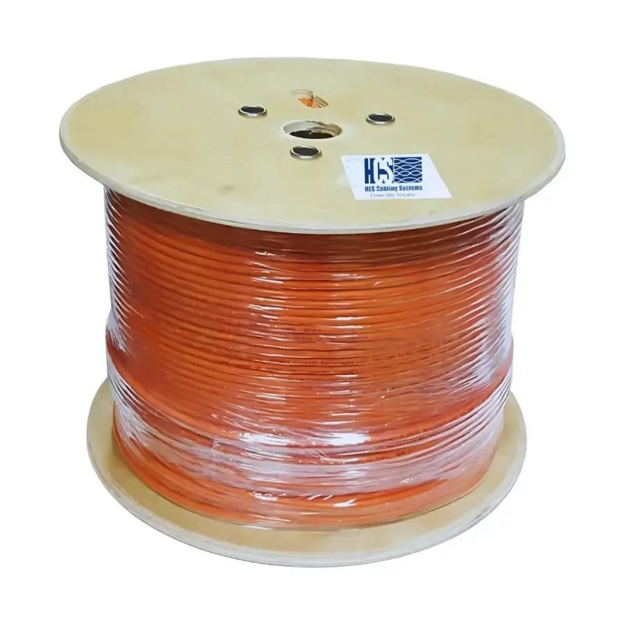 Üzerinde logo bulunan, plastikle sarılı büyük turuncu kablo makarası.