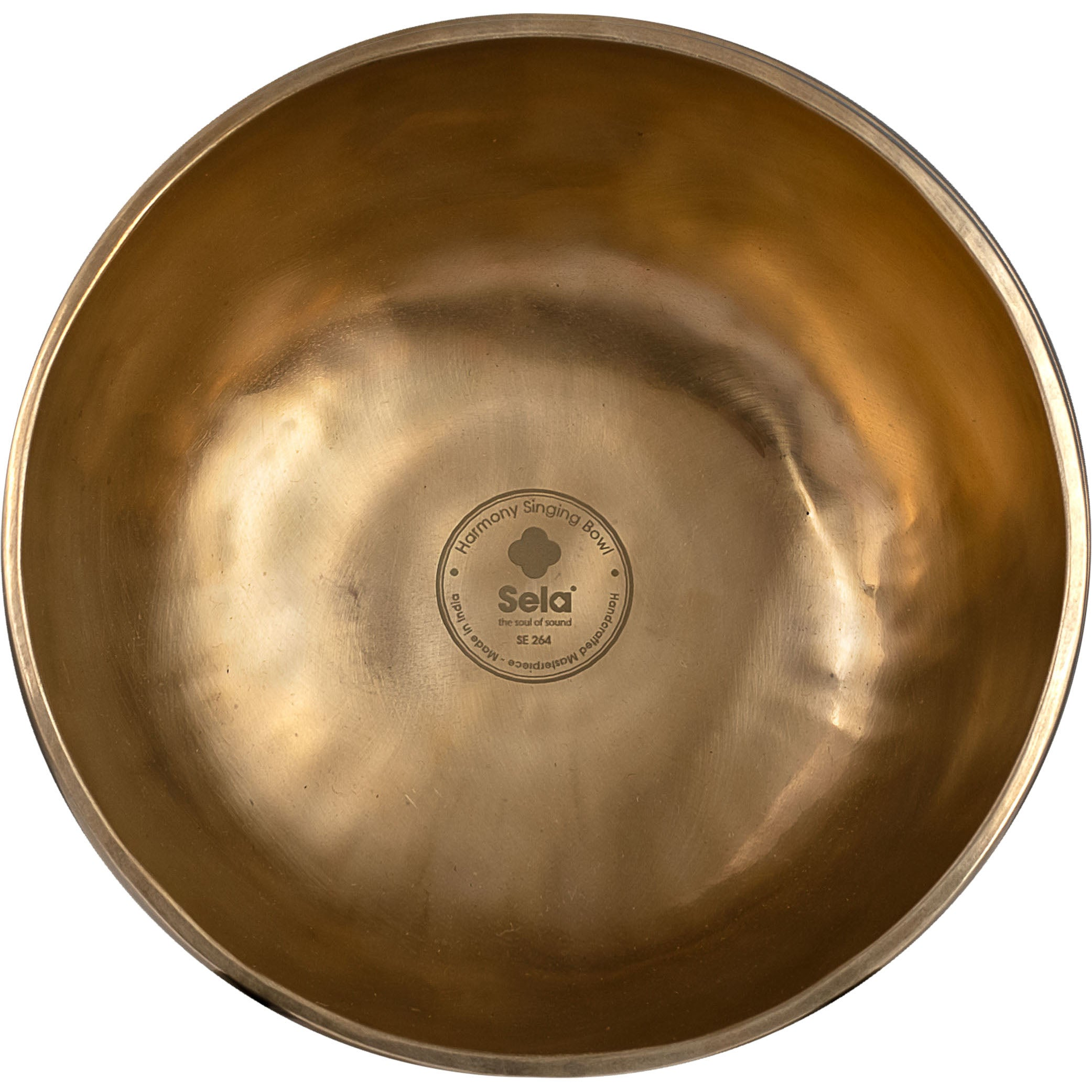 Sela'dan 'Harmony Singing Bowl' yazılı altın bir çanak.