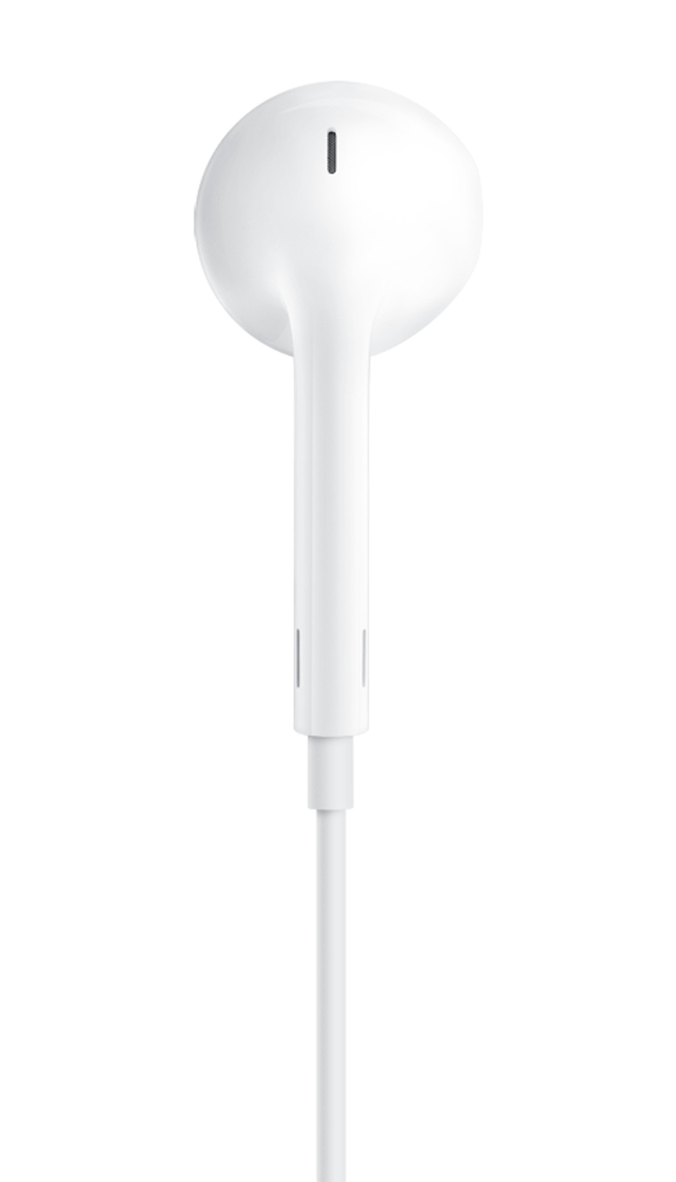 Auricolari bianchi con cavo su sfondo bianco.