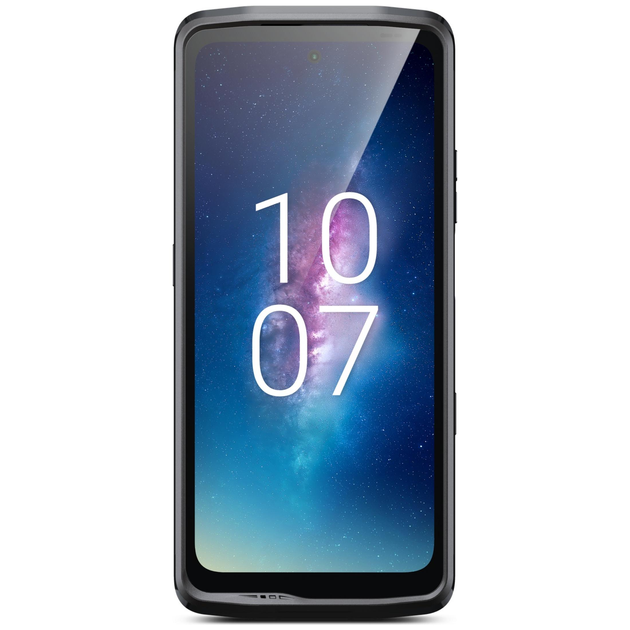 Uno smartphone nero mostra le 10:07 su uno sfondo di cielo notturno stellato.