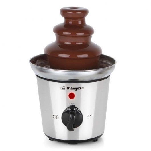Fontana di cioccolato compatta in acciaio inox a tre livelli, cioccolato fuso a cascata.