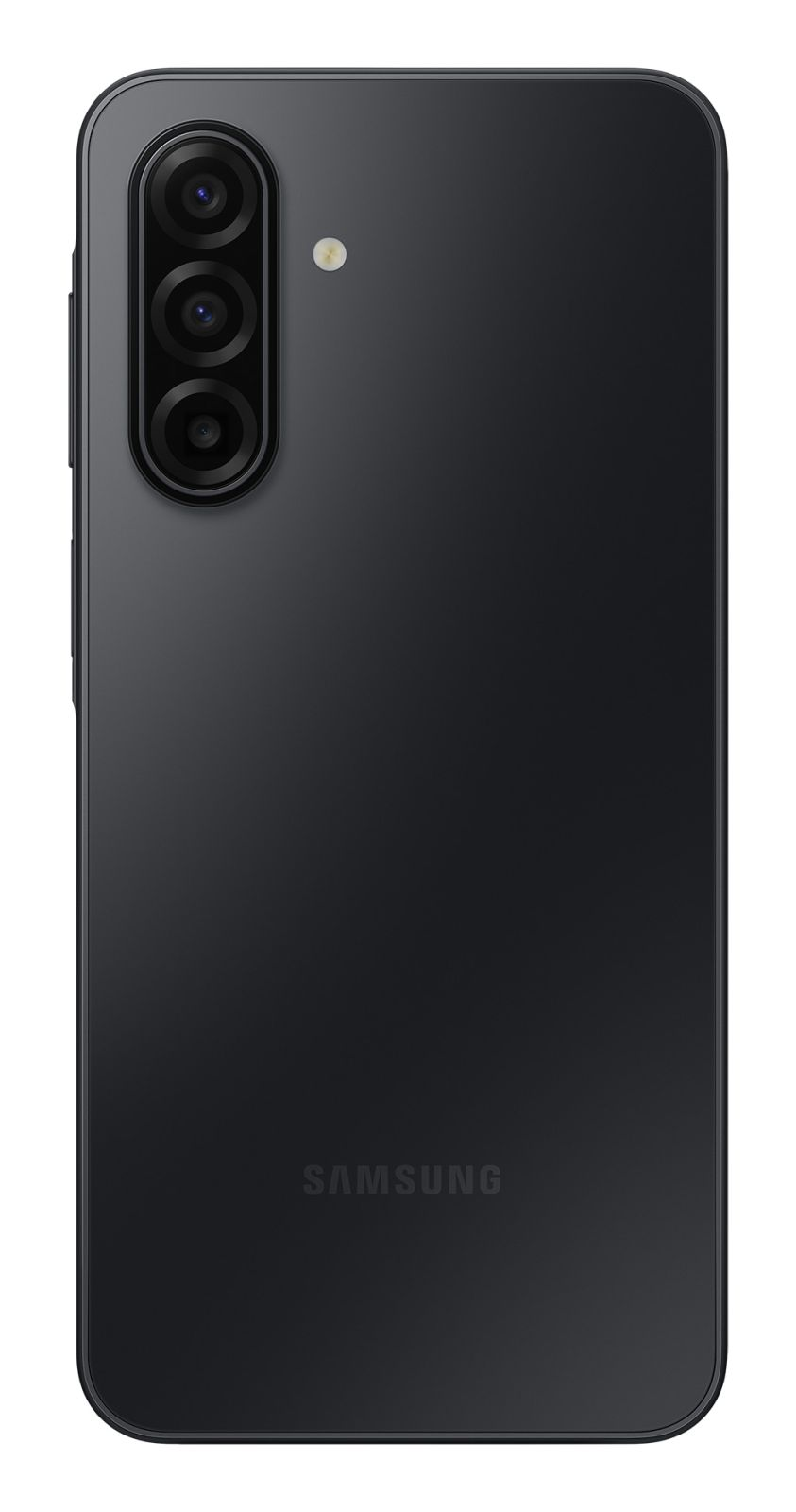 Retro di uno smartphone Samsung nero con tre obiettivi e flash.