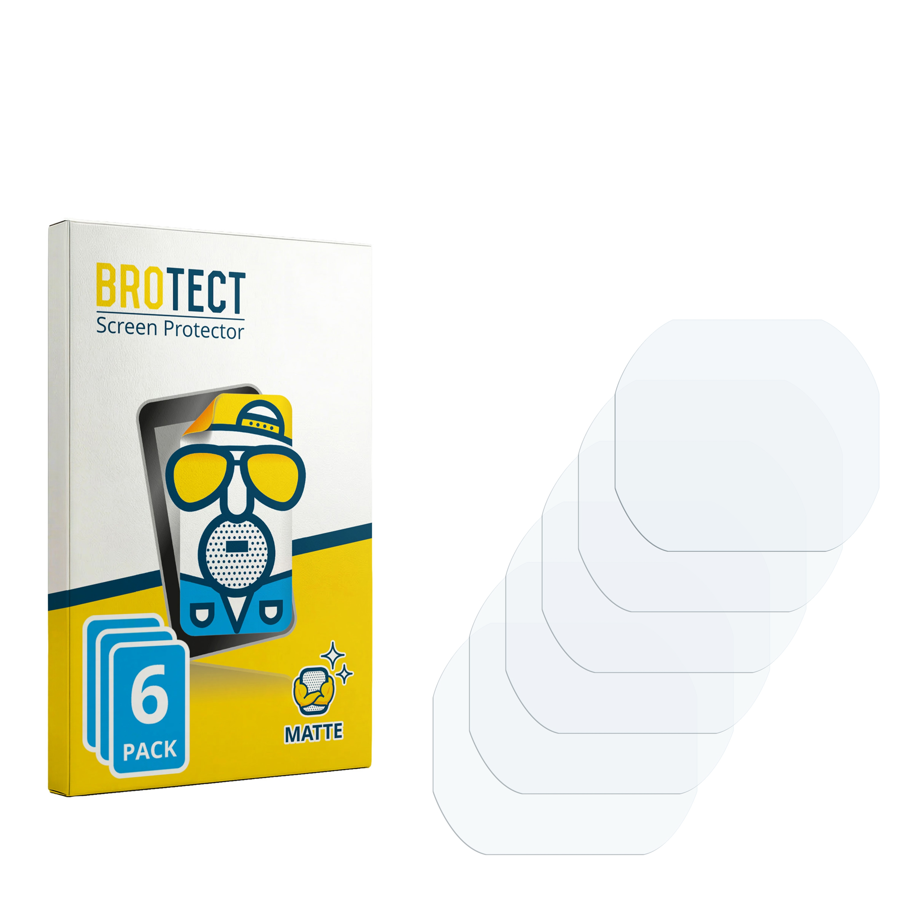 Verpackung von BROTECT Displayschutzfolien mit 6 Stück und einzelnen Folien.