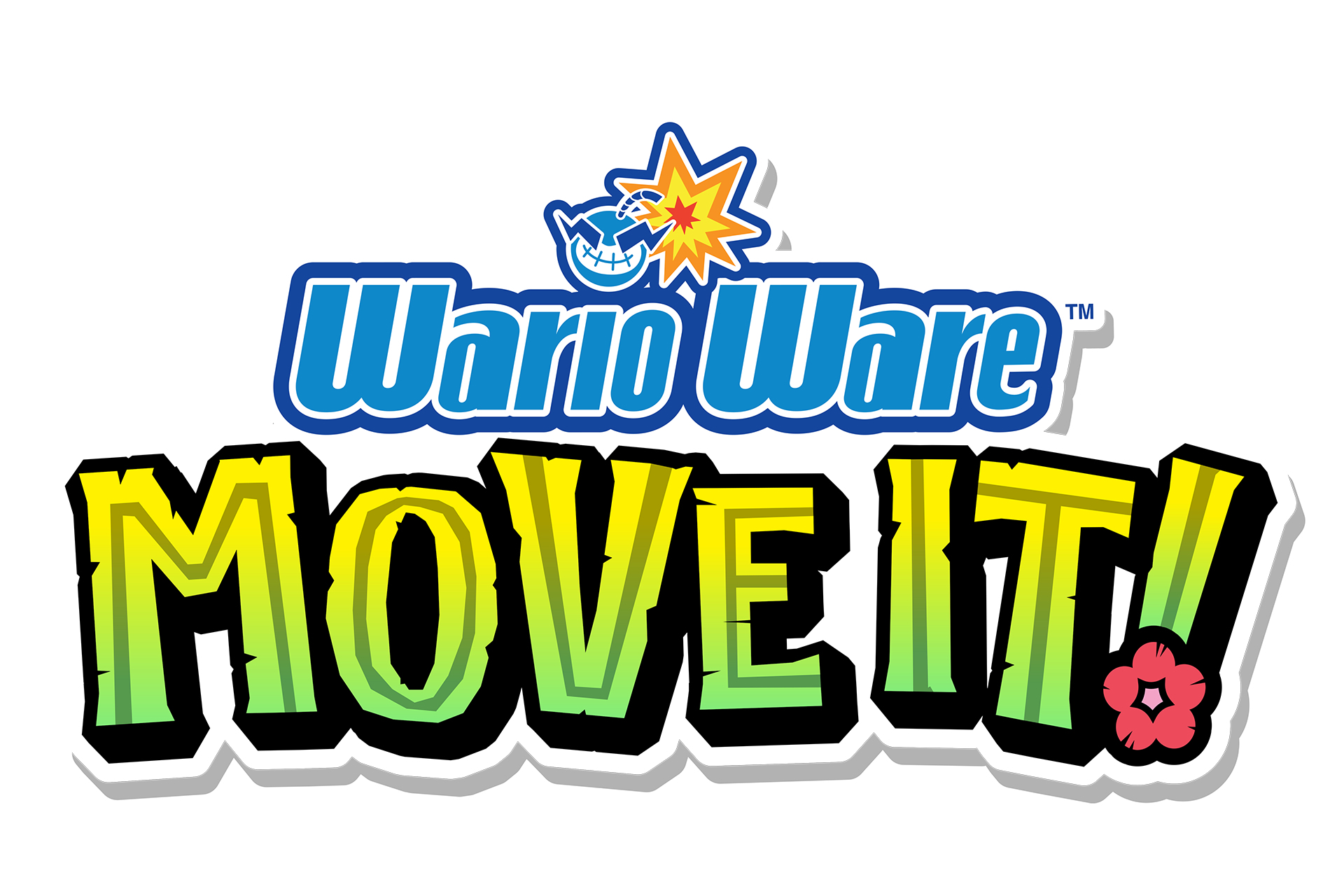Logo con "Wario Ware" e "MOVE IT!" in lettere colorate.