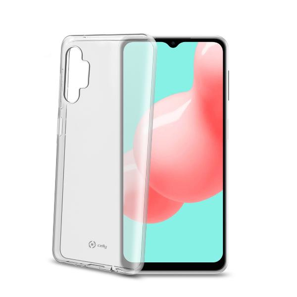 Custodia trasparente per telefono su un telefono che mostra rosa e turchese.