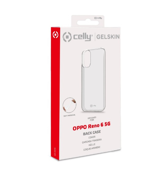 Confezione per una cover trasparente per Oppo Reno 6 5G.