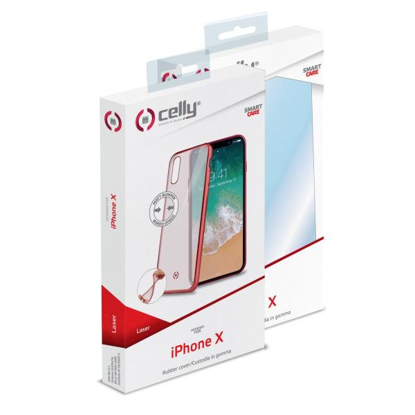 Confezione per cover e pellicola protettiva Celly iPhone X.
