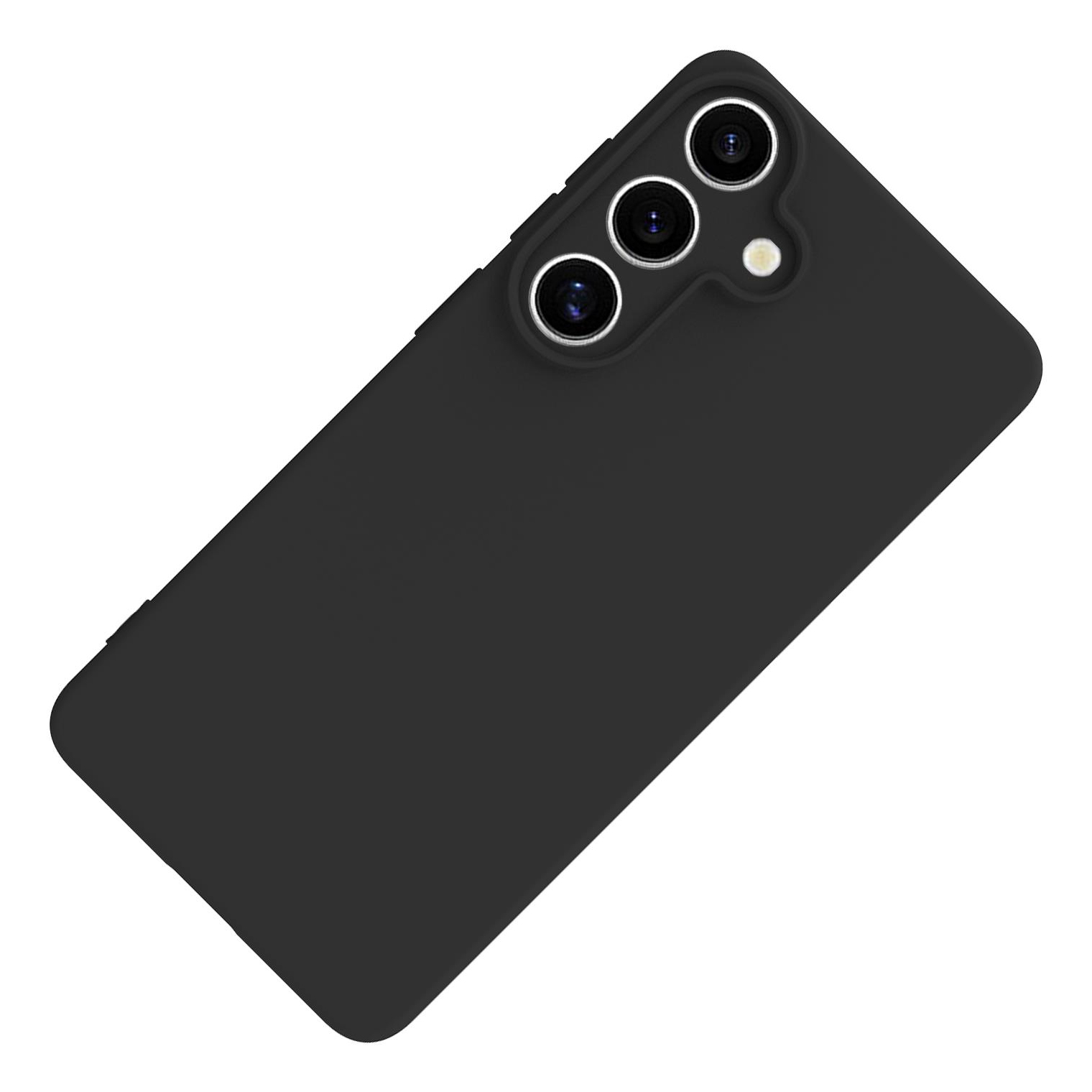Custodia nera per telefono con tre obiettivi e flash.