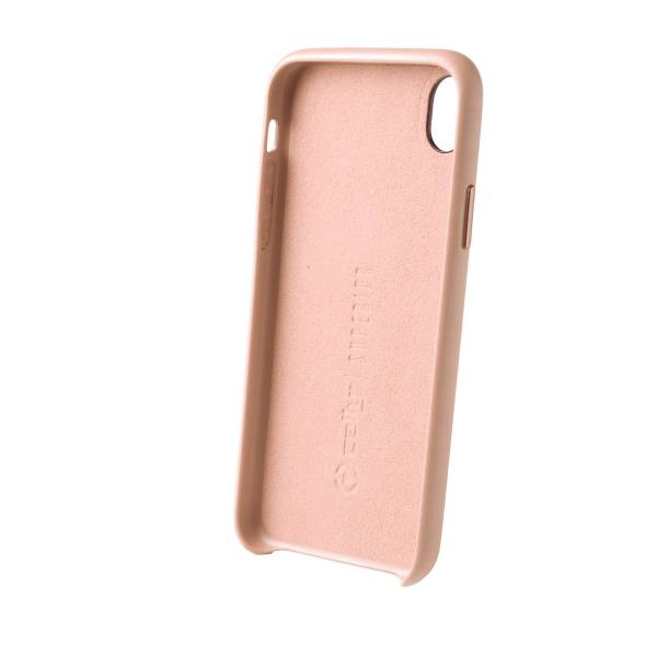 Una custodia per telefono rosa su sfondo bianco.
