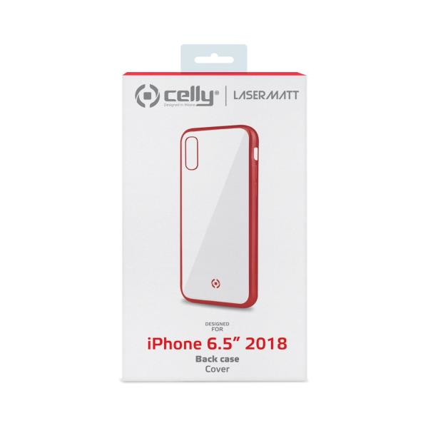 Confezione di una cover posteriore rossa per iPhone 6.5" 2018.