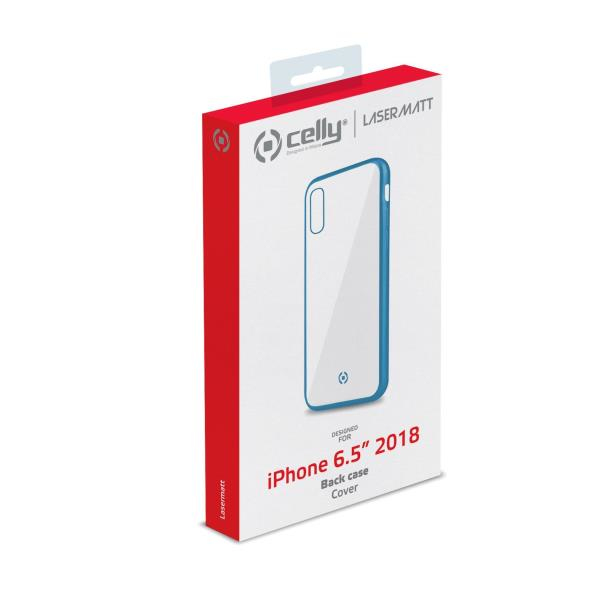 Scatola per cover posteriore iPhone 6,5" con logo Celly e sfondo bianco.