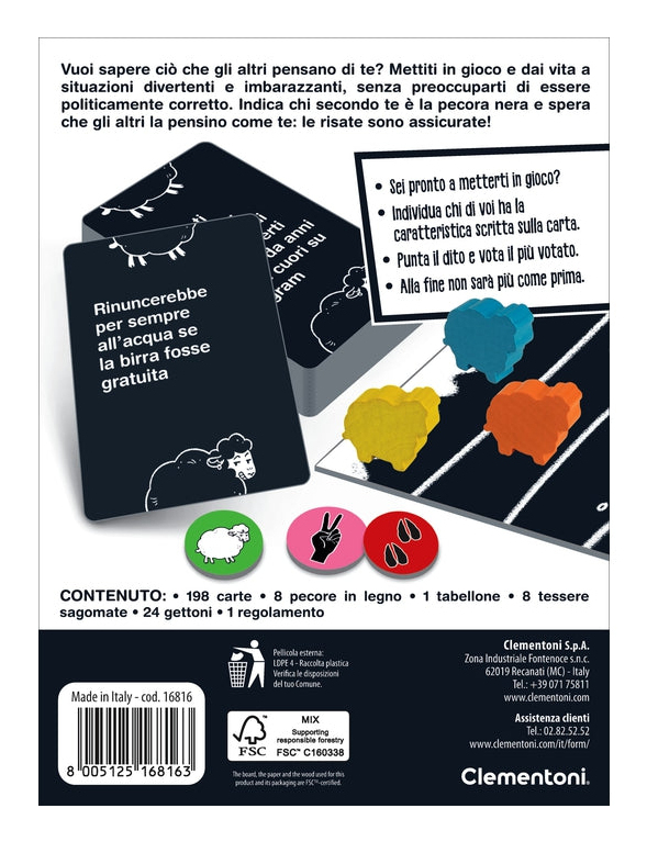 Brettspiel mit schwarzen Karten, Holzfiguren und Spielmarken. Detailansicht des Spielinhalts.