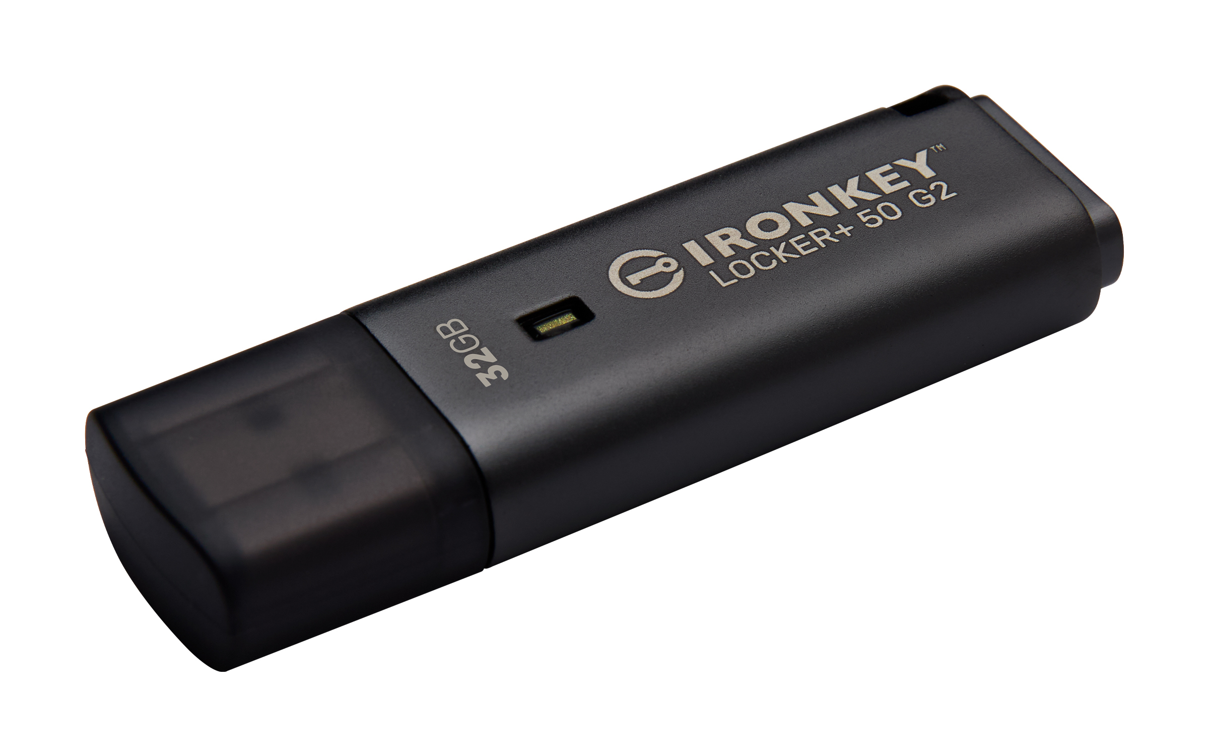 Chiavetta USB nera IronKey Locker+ 50 G2 da 32 GB.