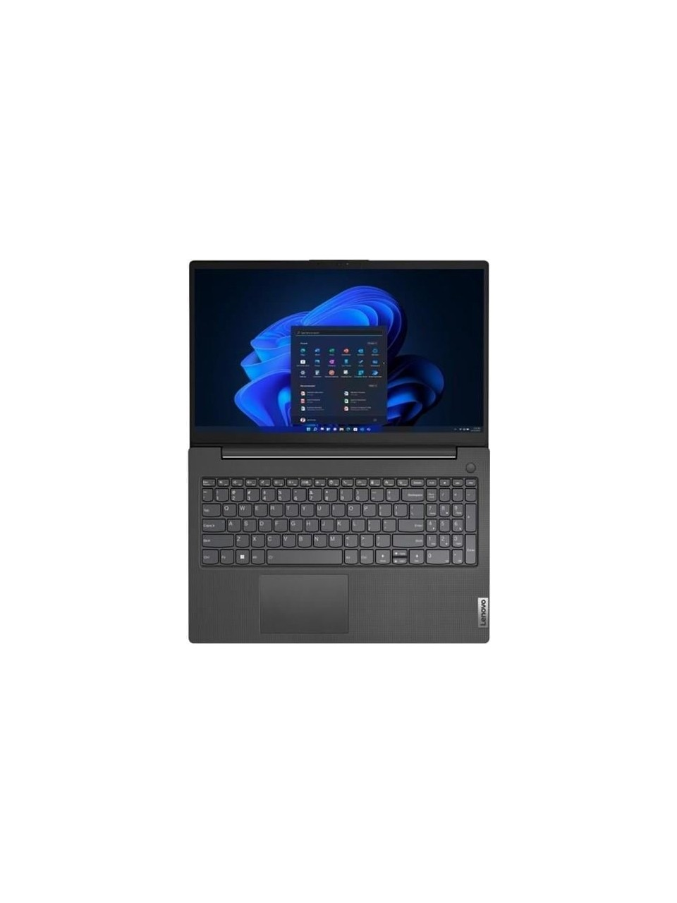 Ekranında Windows 11 gösteren açık siyah bir Lenovo dizüstü bilgisayar.