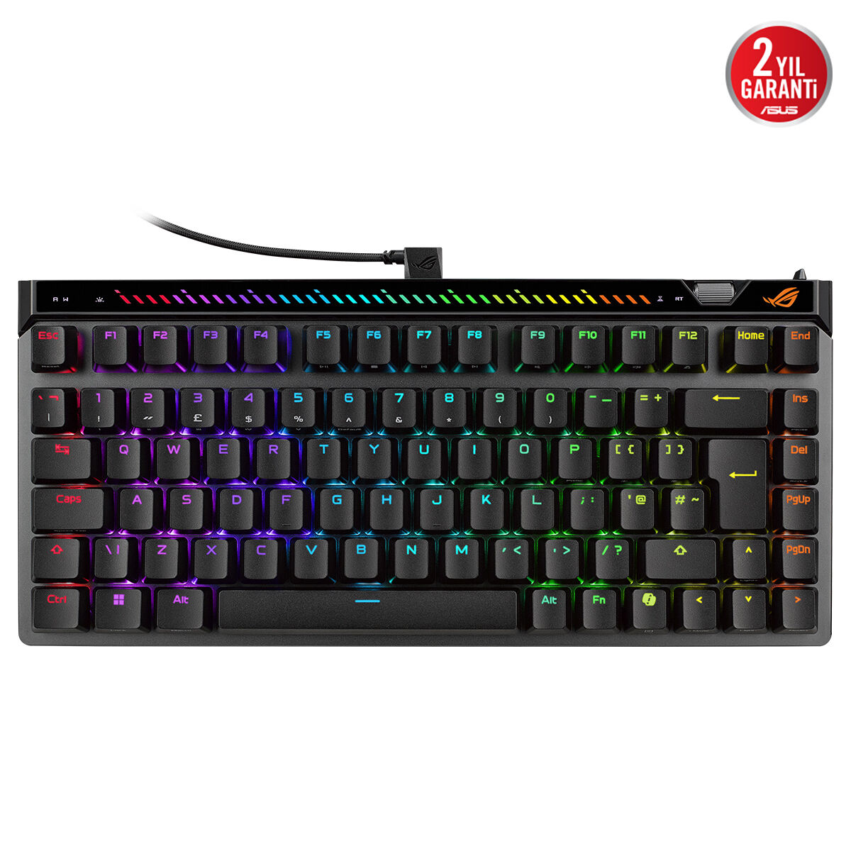 RGB aydınlatmalı, Almanca tuş takımlı siyah oyuncu klavyesi, 2 yıl garantili.