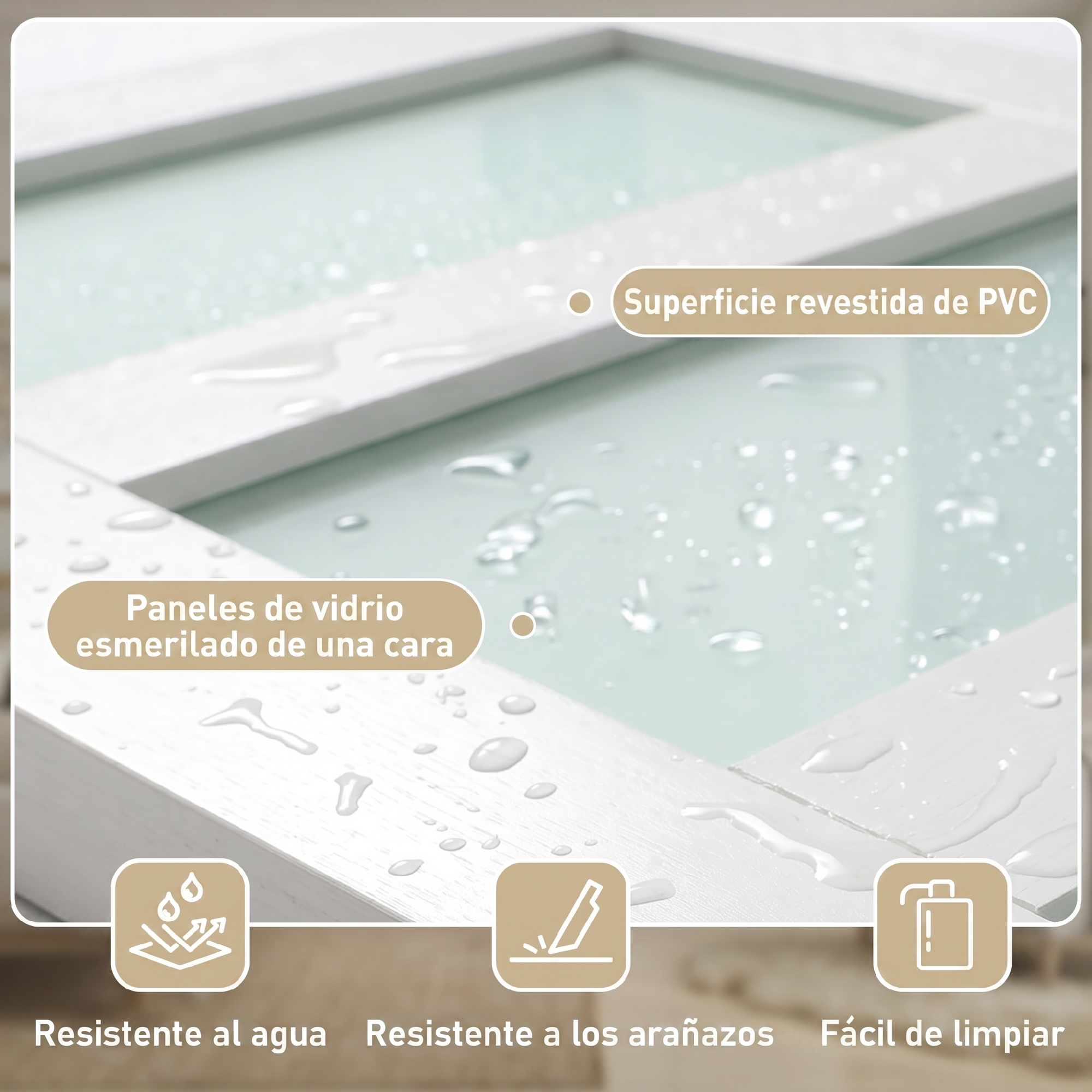 Paneles blancos con gotas de agua, recubiertos de PVC, resistentes a arañazos.