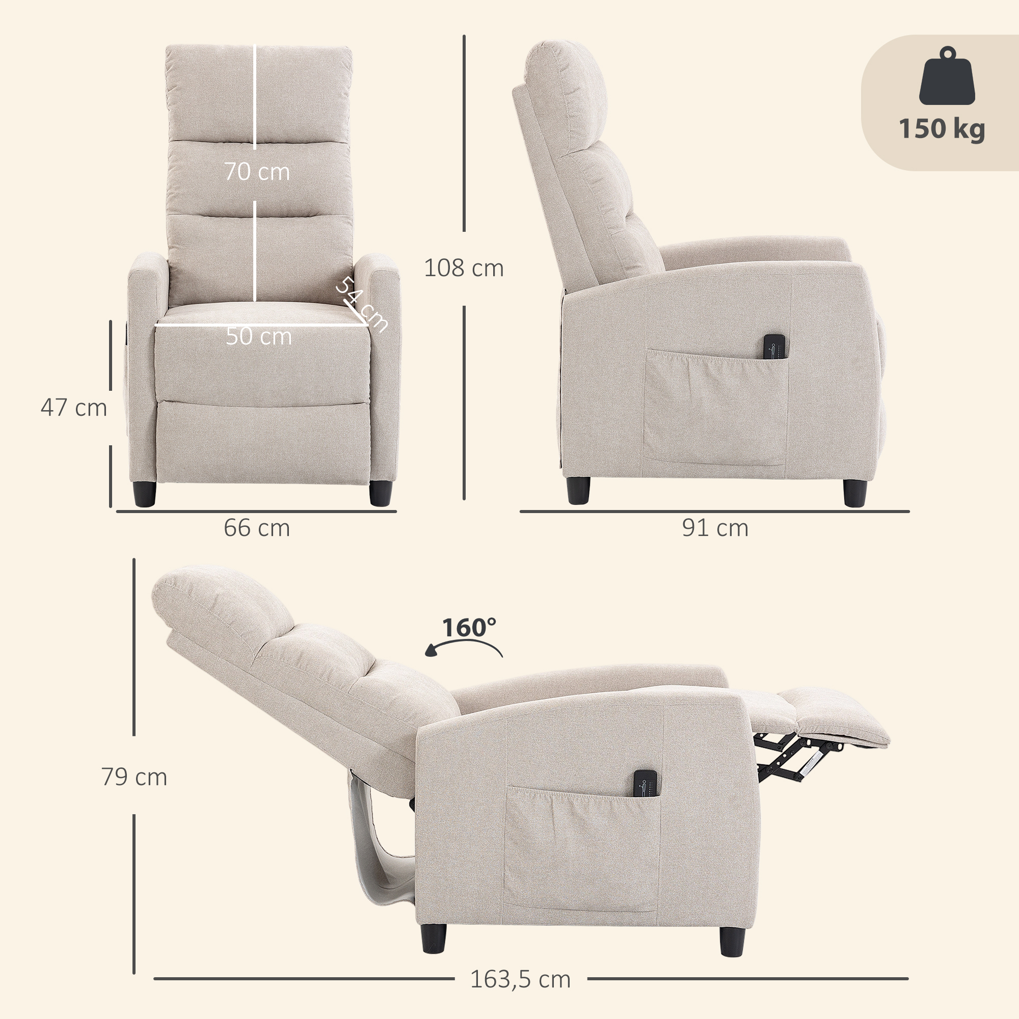 Atril beige con dimensiones: 108cm Al, 91cm L, 66cm An. Capacidad 150kg.