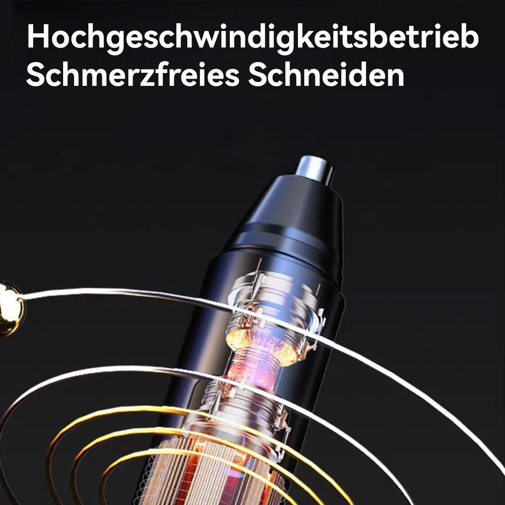 Detailansicht eines schwarzen Geräts mit Metallspiralen und beleuchtetem Innenleben.