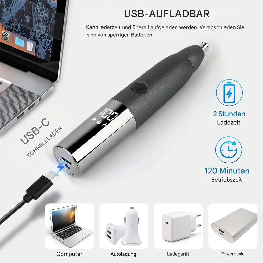 USB-C-Ladeger ät mit digitaler Anzeige, lädt Computer, Autoladegerät, Netzteil, Powerbank.