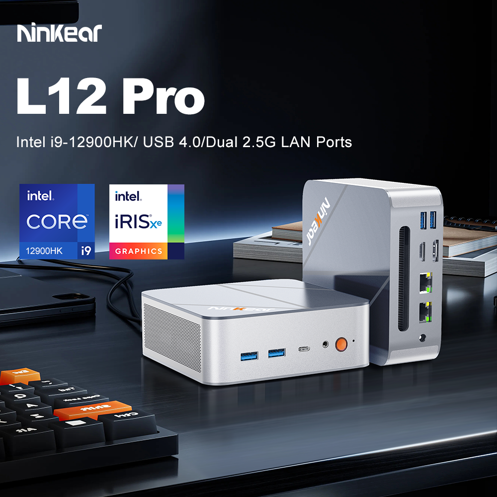 Mini PC Ninkear L12 Pro compacto con Intel Core i9, USB 4.0 y puertos LAN.