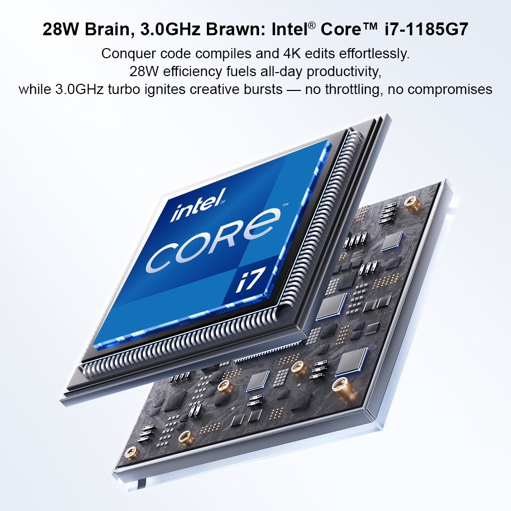 Procesador Intel Core i7 y placa de circuito con componentes.