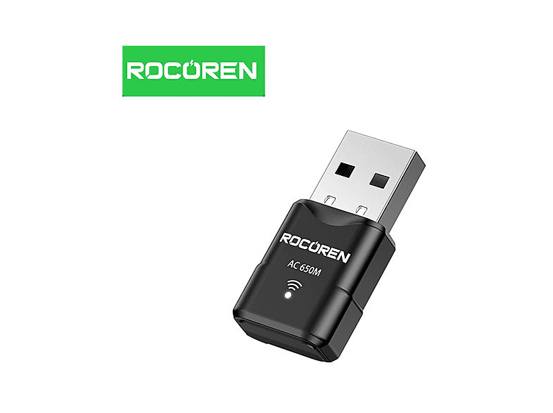 ROCOREN 650 Mbps 2.4 & 5 GHz Dual Band USB Wi-Fi Adaptör Siyah