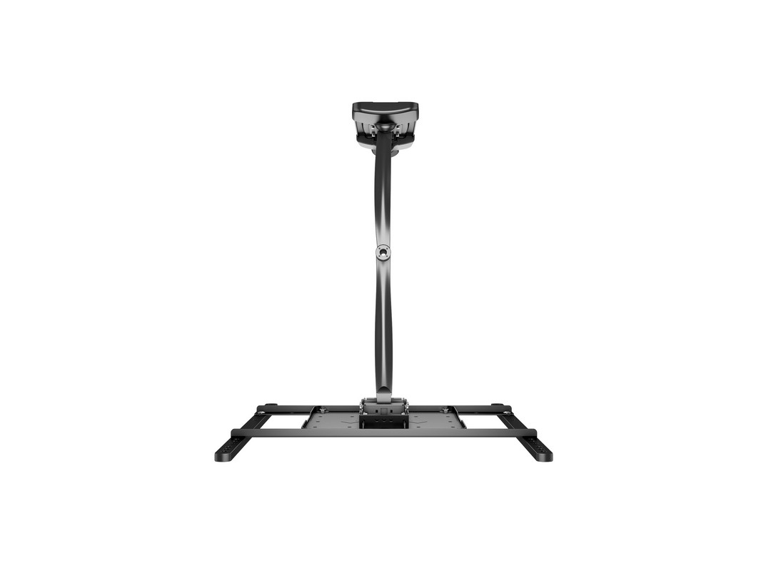 Un support de plafond noir pour projecteur avec bras réglable et plaque de montage.