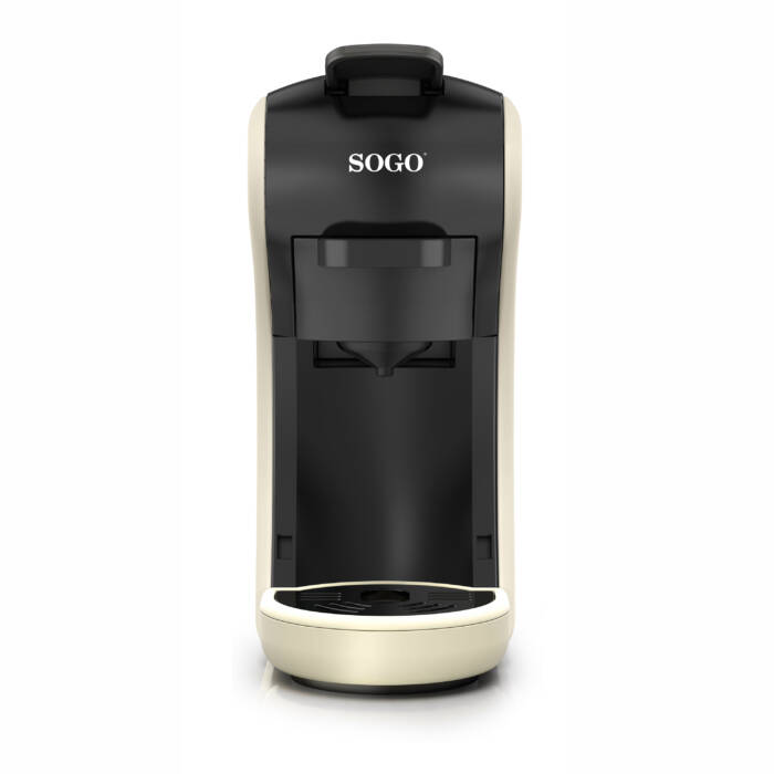 Una macchina da caffè Sogo color crema e nera.