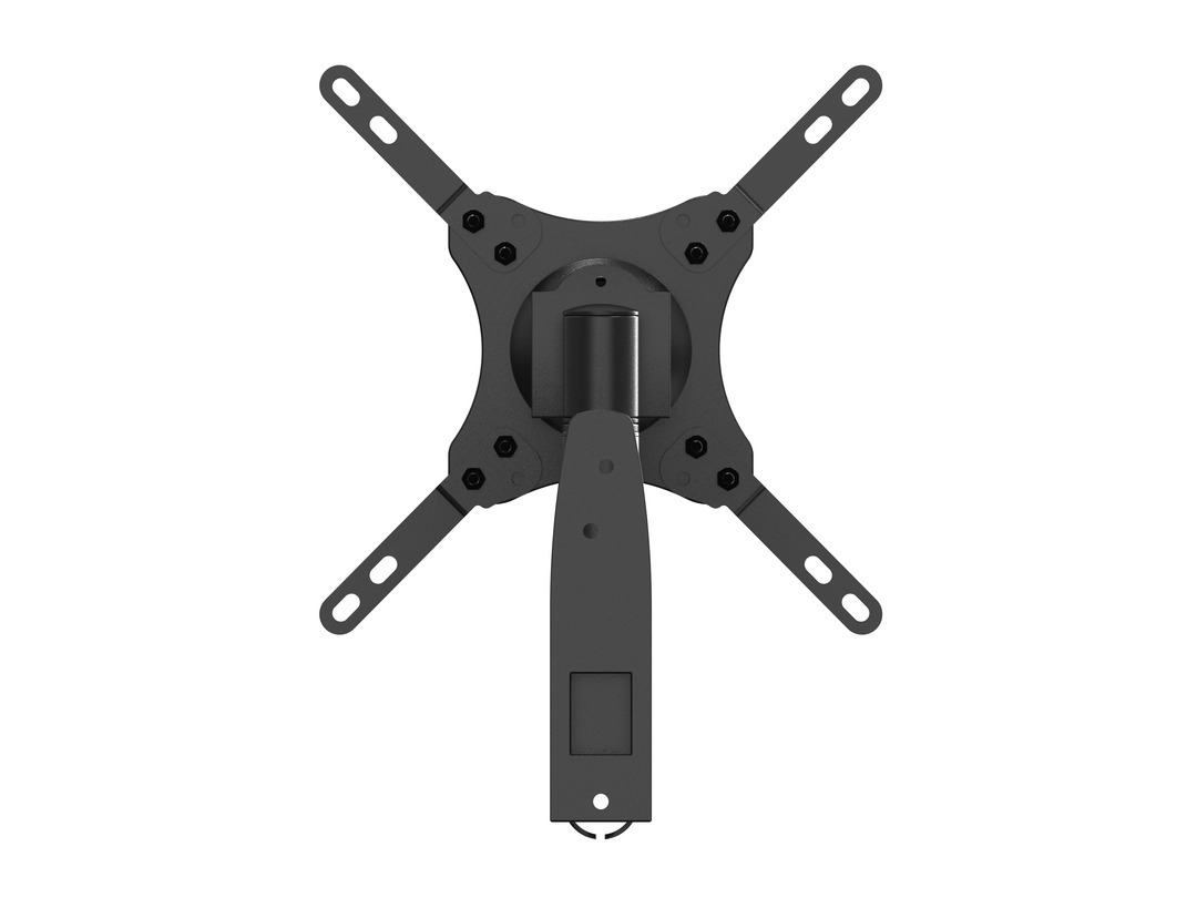Support de moniteur noir avec bras réglables et une articulation.