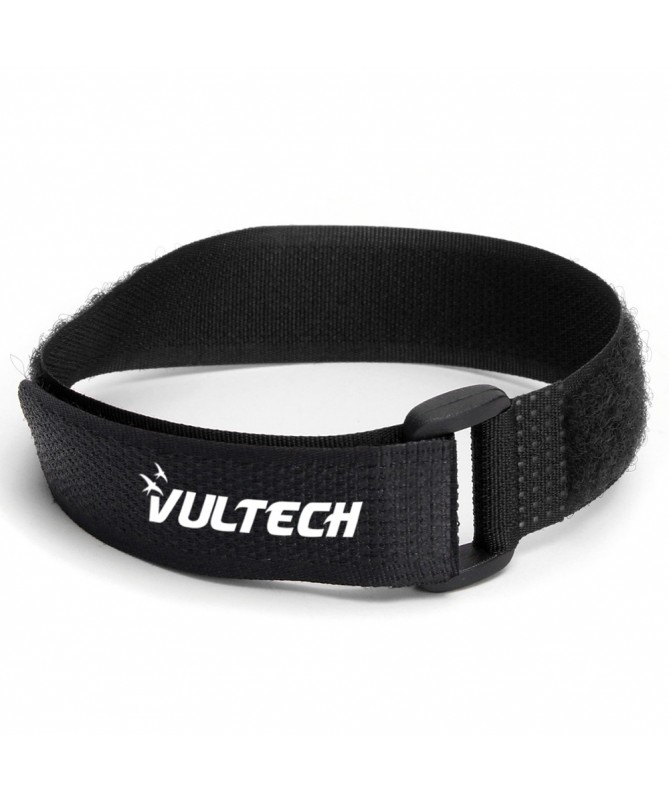Cinturino in velcro nero con logo VULTECH bianco e chiusura a fibbia nera.