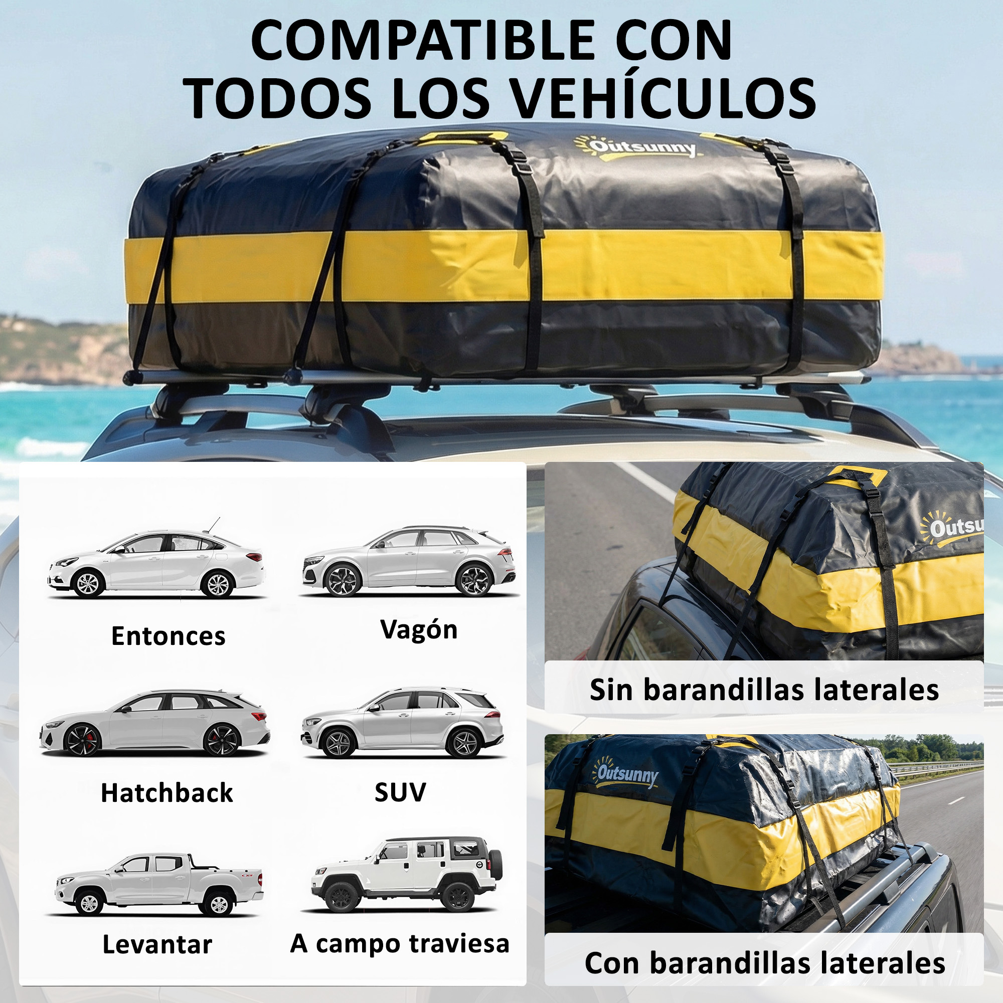 Caja de techo para coche, compatible con todos los vehículos.