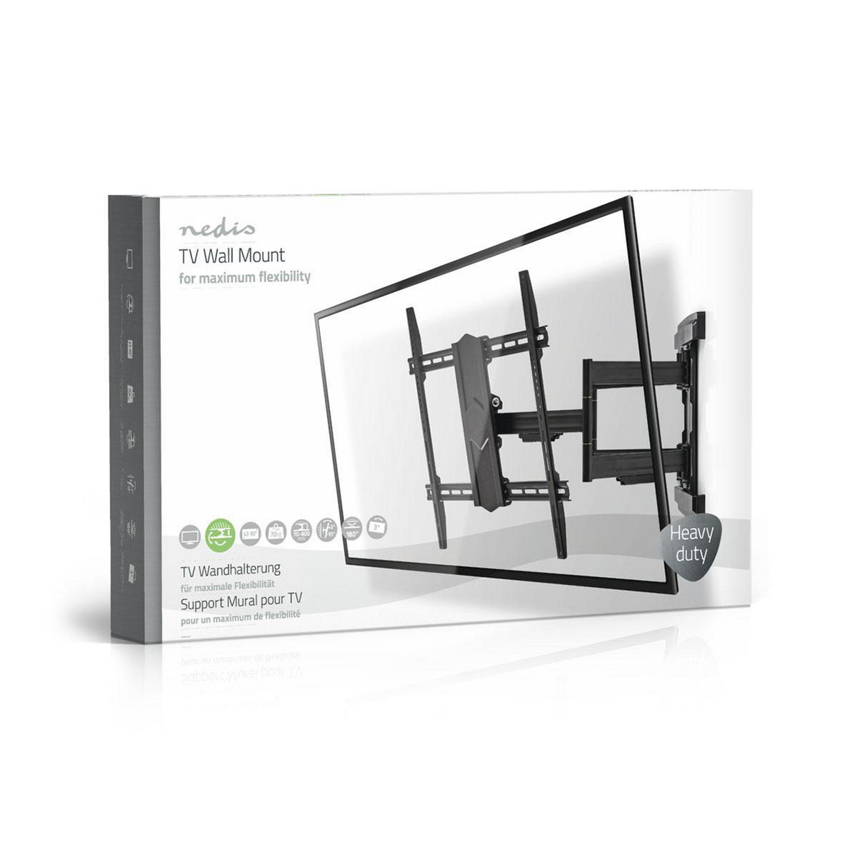 Support mural TV Nedis pour une flexibilité maximale, usage intensif.
