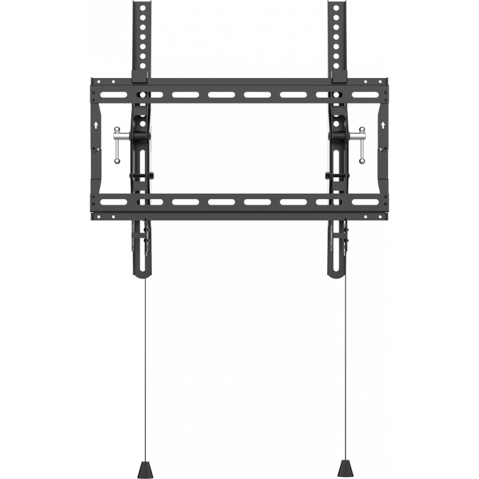 Soporte de pared para TV negro con brazos ajustables y cuerdas