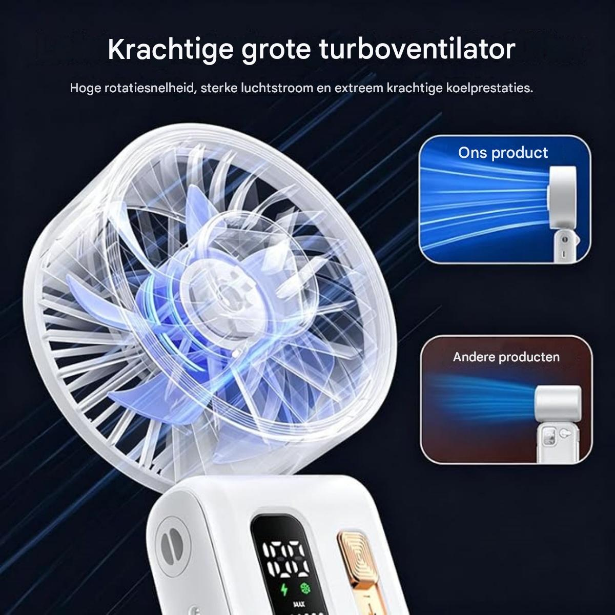 Ein leistungsstarker großer Turboventilator mit blauem Licht und digitaler Anzeige.