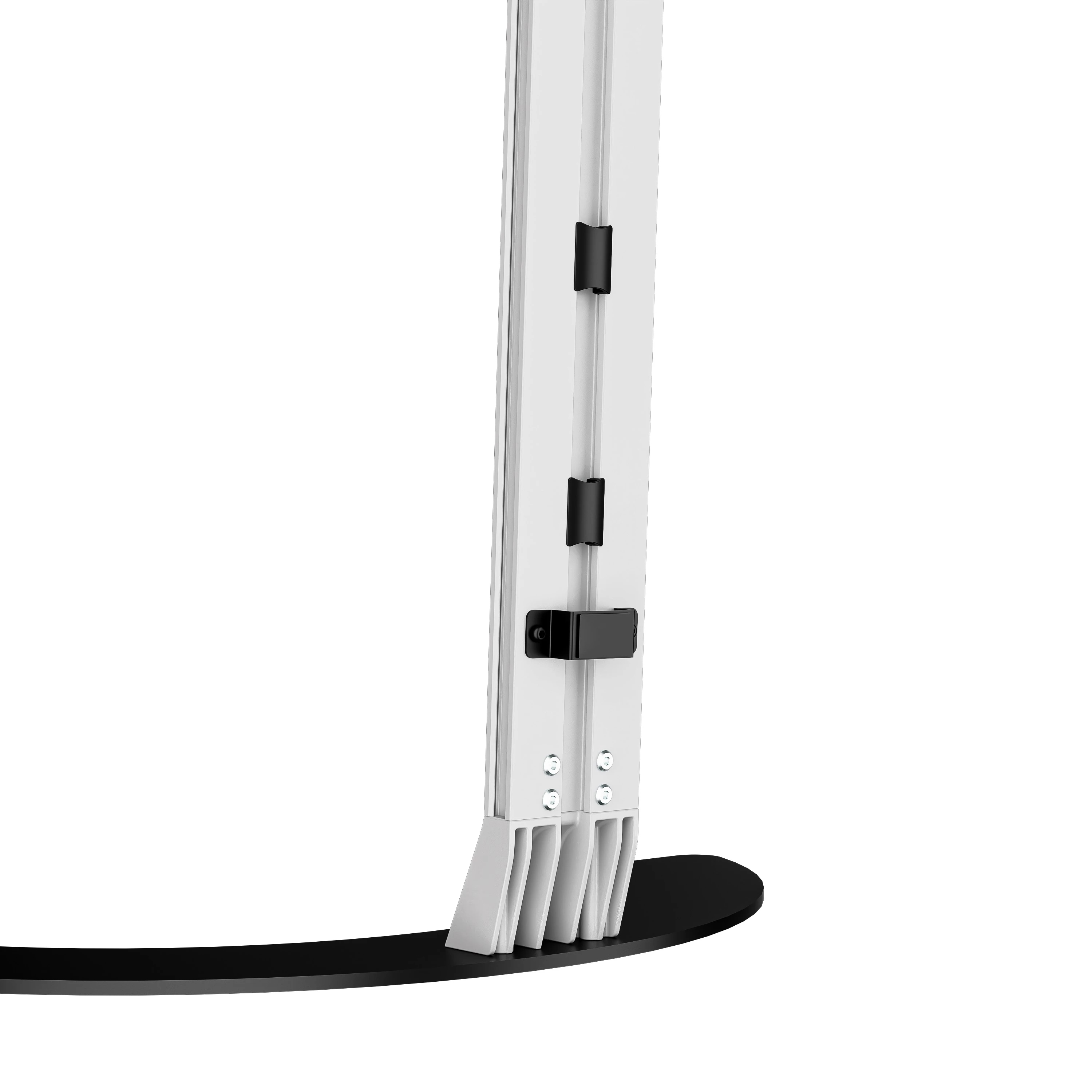 Un palo bianco con base nera e staffe nere.