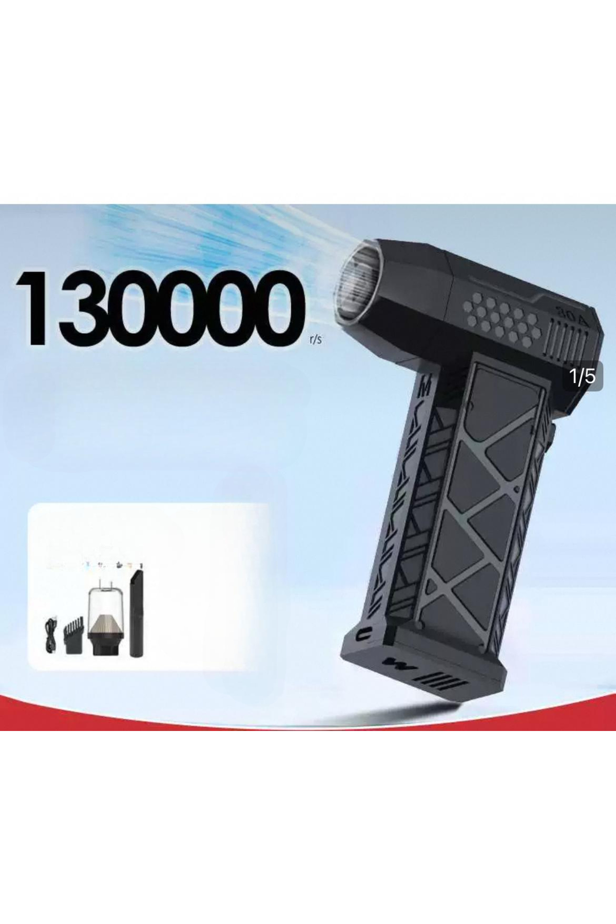 130.000 devir/dakika siyah saç kurutma makinesi ve aksesuarları.