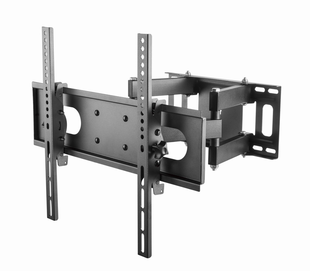 A black adjustable TV wall mount bracket shown on a white background.