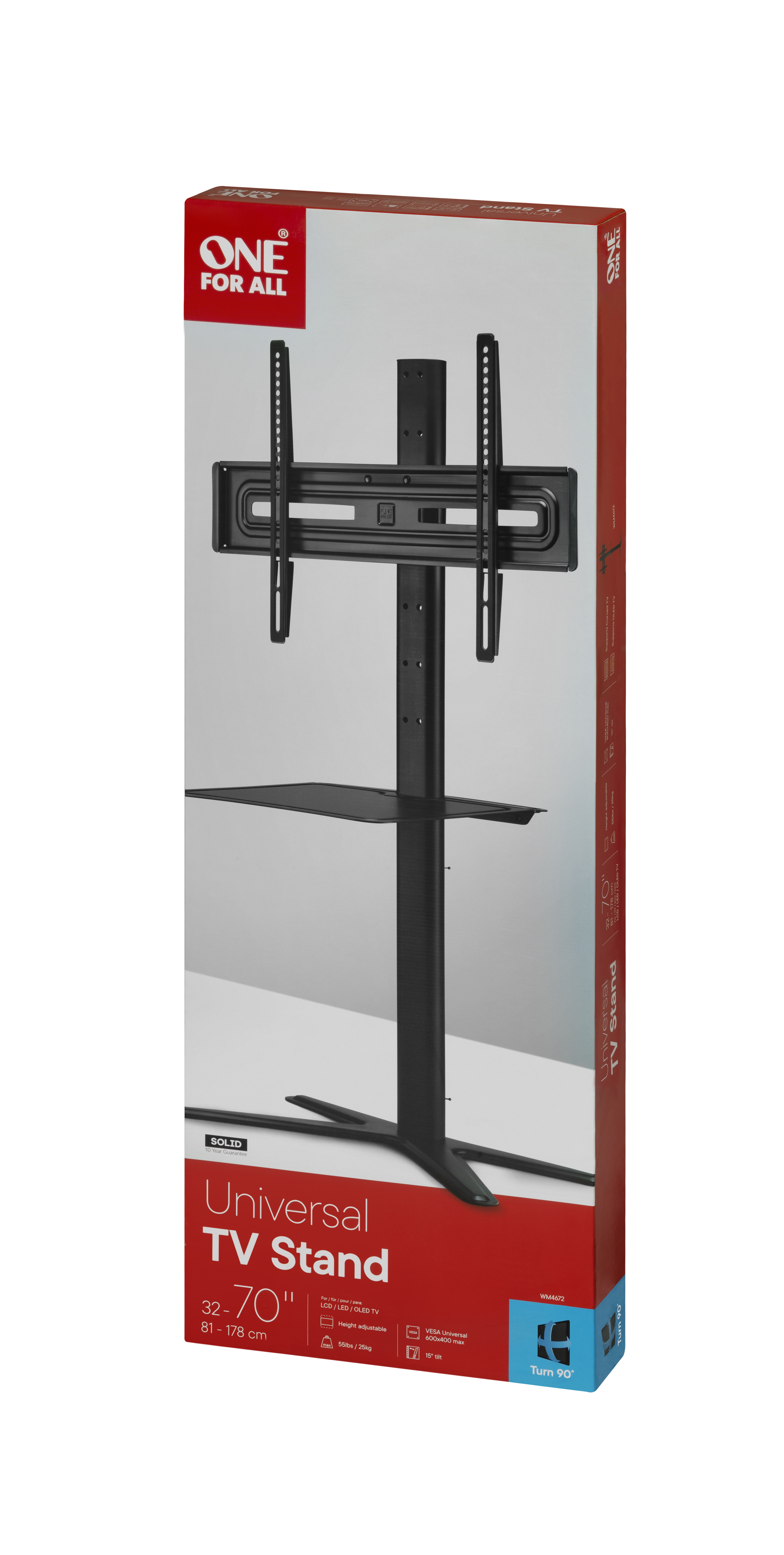 Czarny uniwersalny stojak pod TV 32-70", regulacja wysokości, VESA max 600x400.
