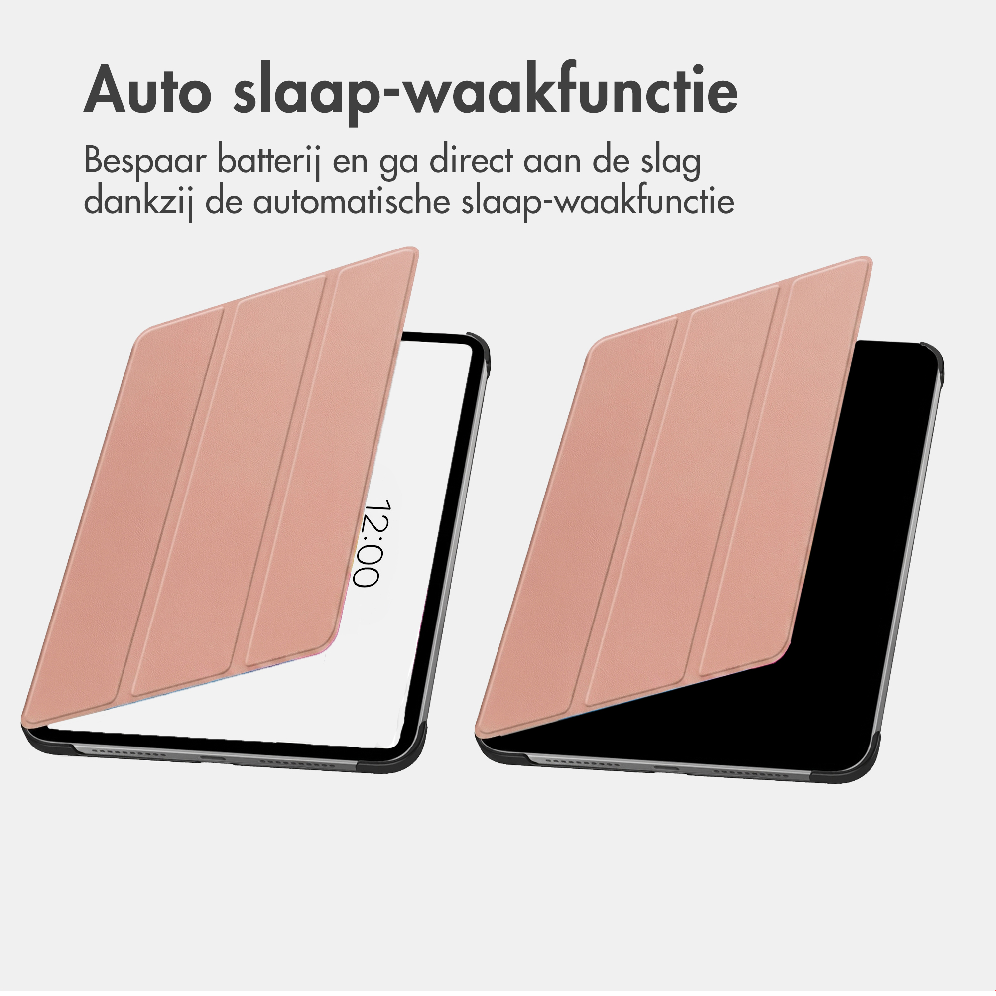 Deux étuis roses pour tablette avec fonction de mise en veille automatique.