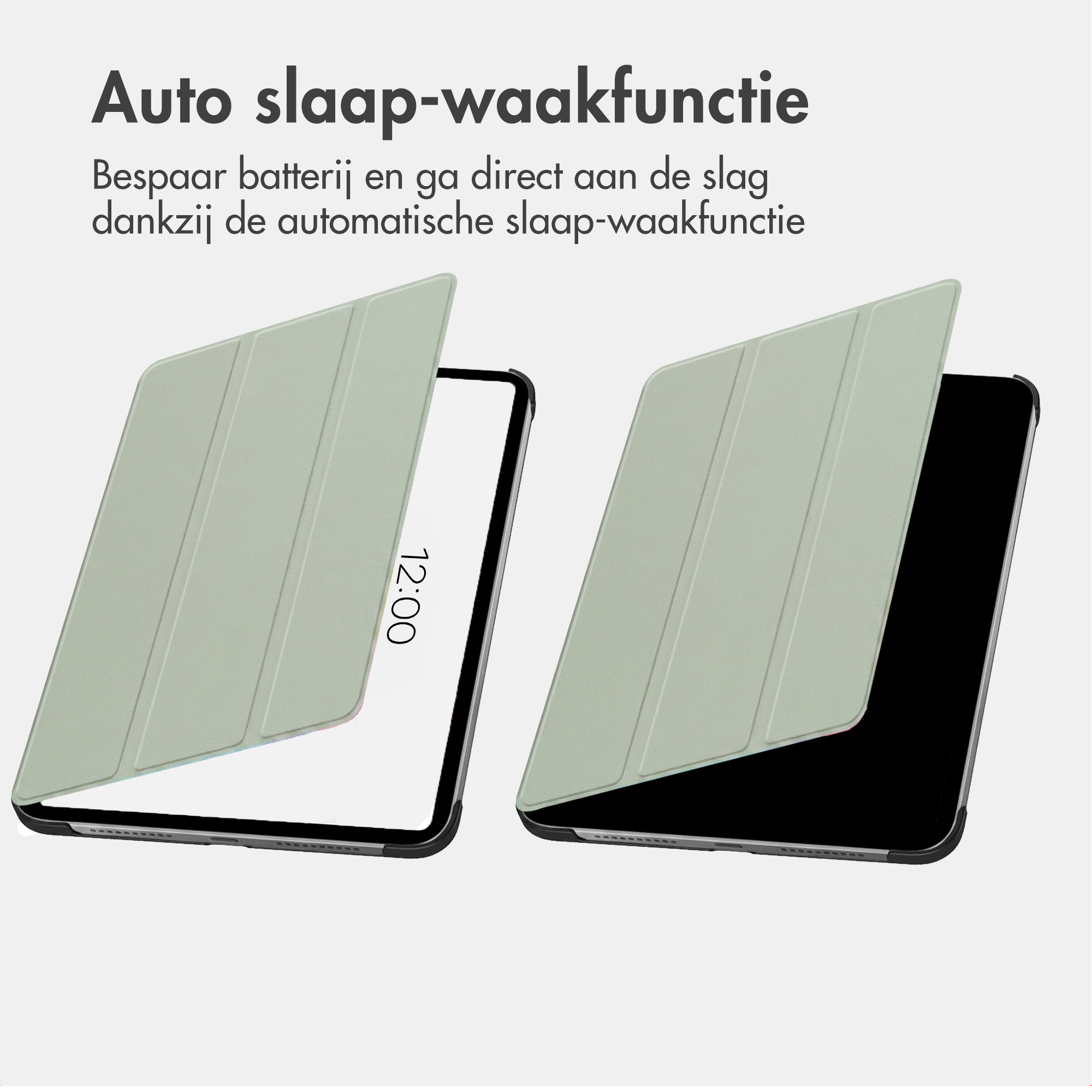 Two light green tablet cases with auto sleep/wake function.