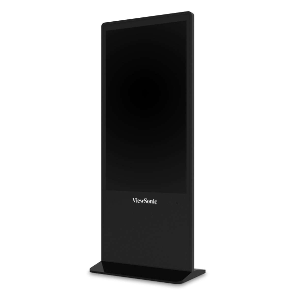 Ein schwarzer digitaler Standbildschirm mit ViewSonic-Logo auf weißem Hintergrund.