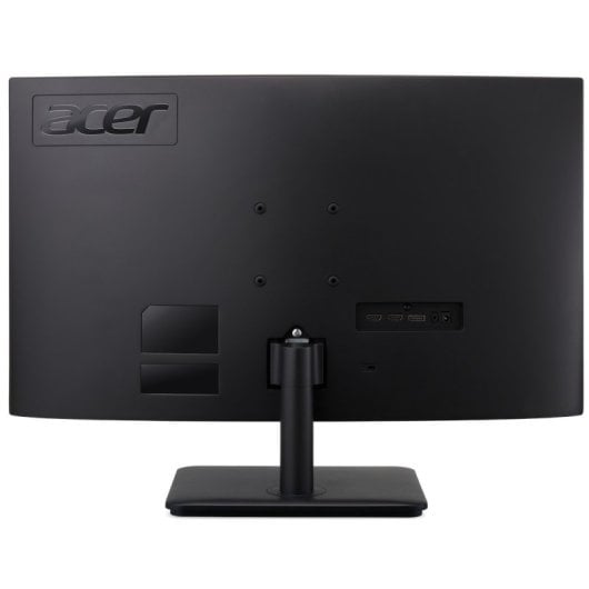 Retro di un monitor Acer nero con porte e supporto. Logo Acer in alto a sinistra.