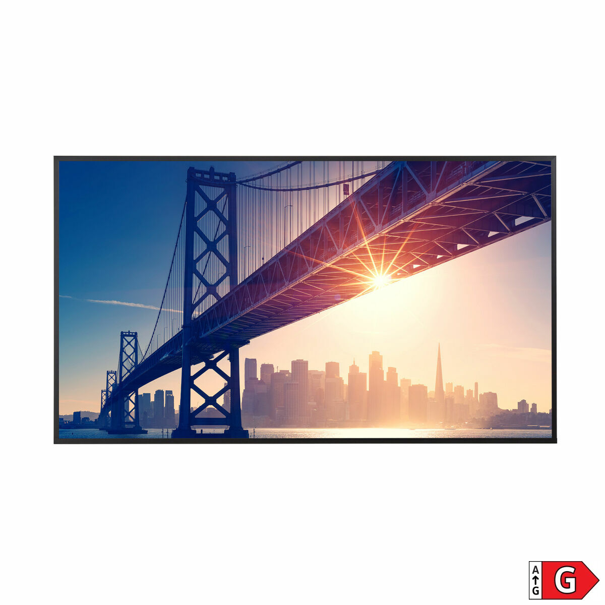Die Bay Bridge bei Sonnenuntergang mit der Skyline von San Francisco im Hintergrund.