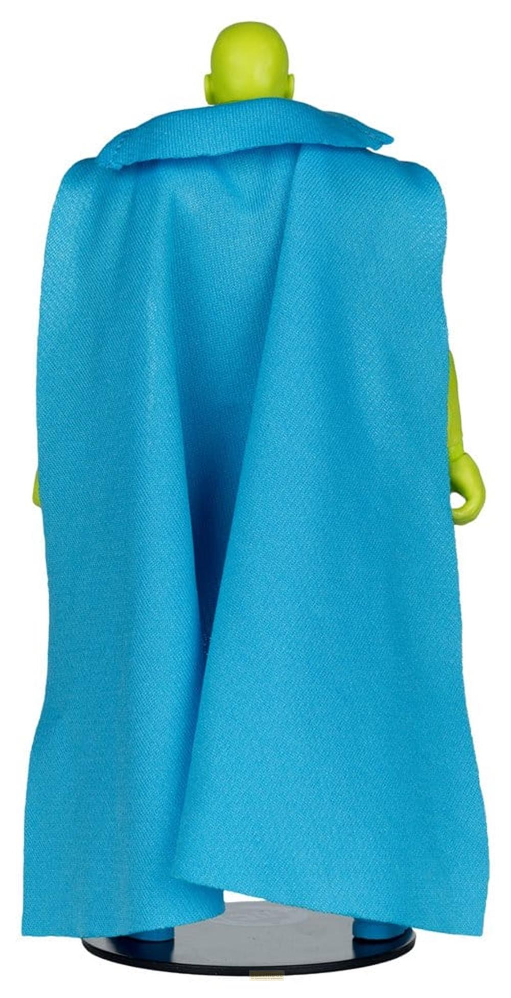 Figura verde di spalle con mantello blu.