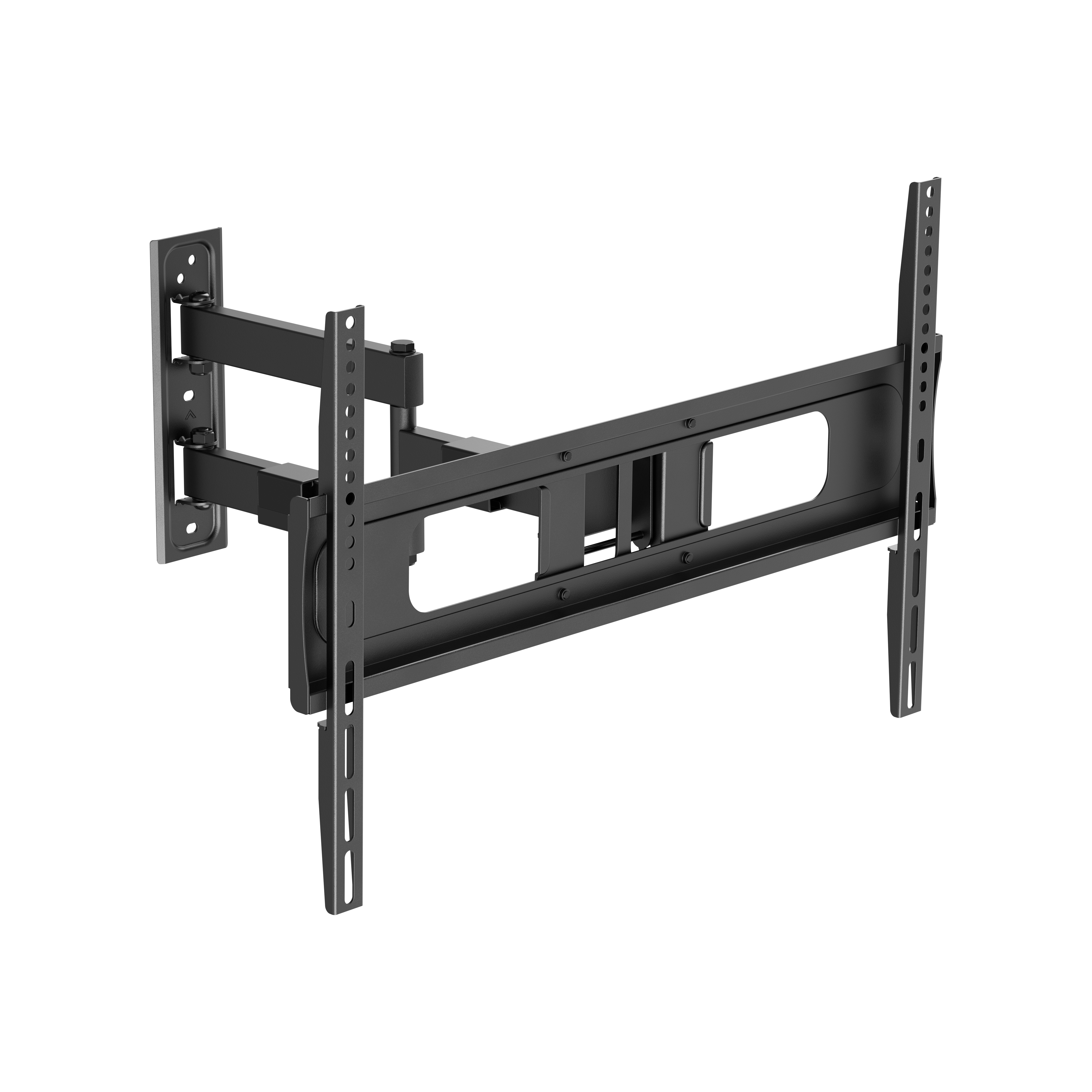 Supporto TV da parete nero, articolato e multi-snodo.