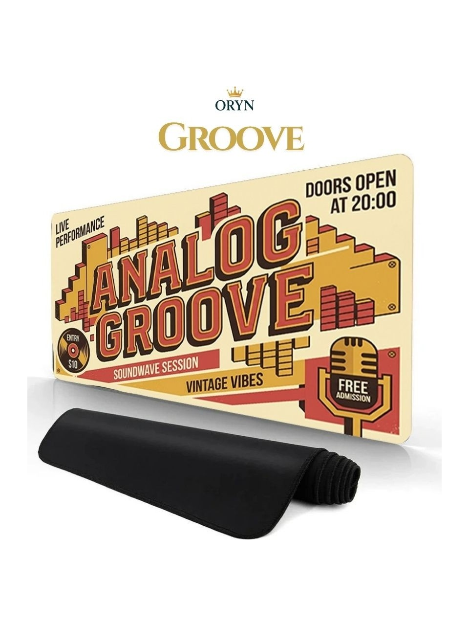 'Analog Groove' etkinliği posteri, 'Oryn Groove' logosuyla. Kapı açılışı 20:00. Ücretsiz giriş.