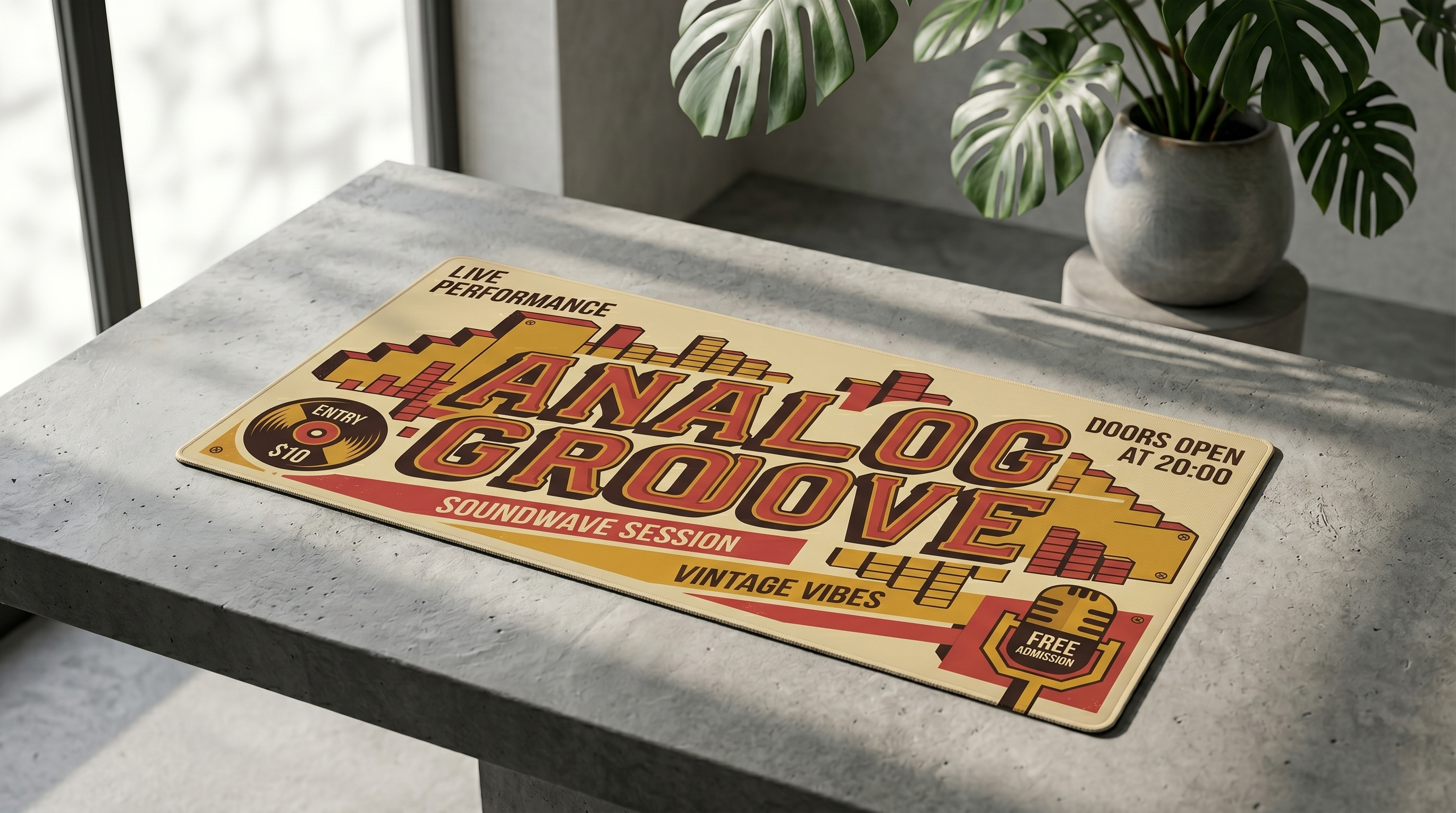 "Analog Groove" poster canlı performans, giriş 10$, soundwave session, vintage esintiler, kapılar 20:00 açık, ücretsiz giriş.
