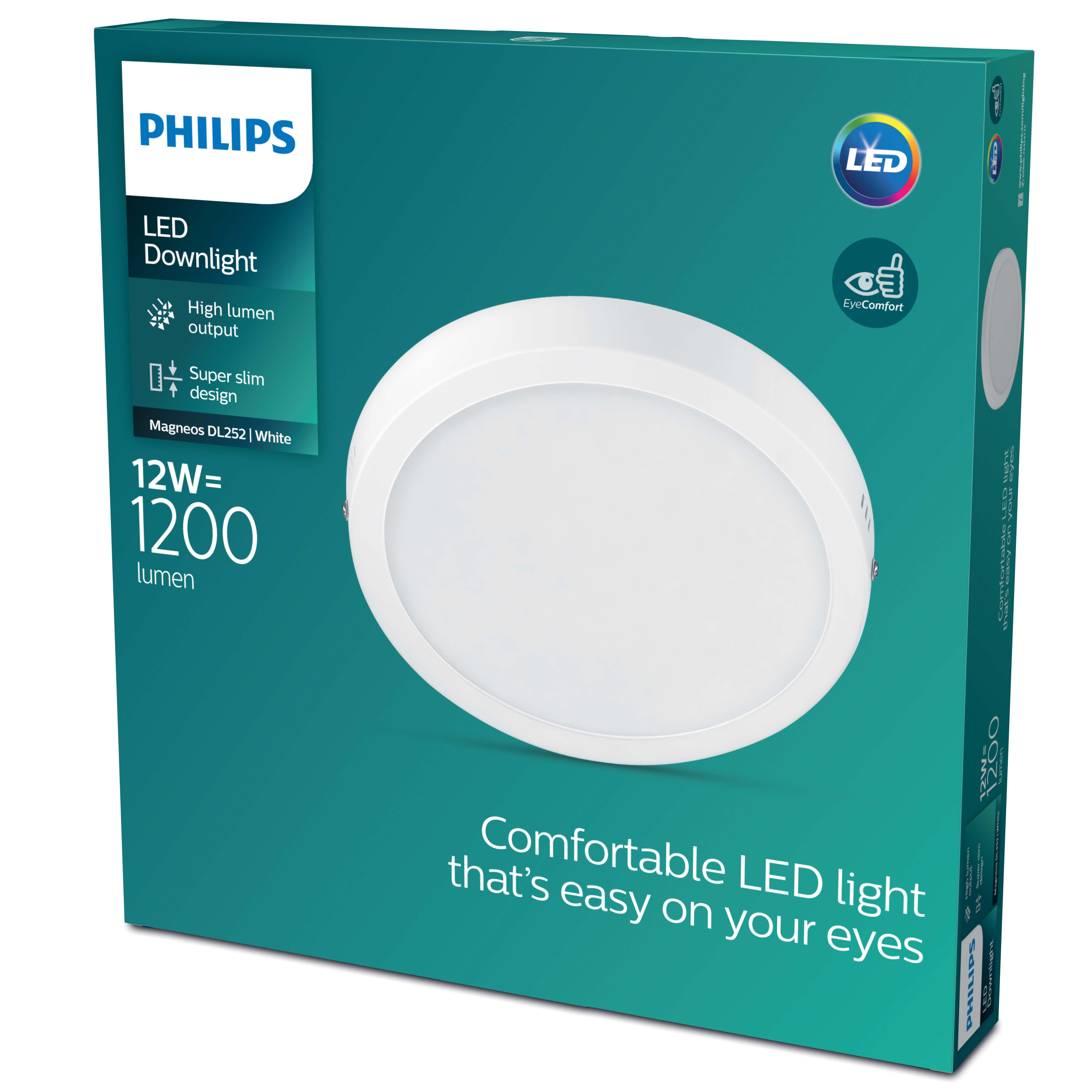 Philips LED tavan lambası ambalajı, 12W, 1200 lümen.