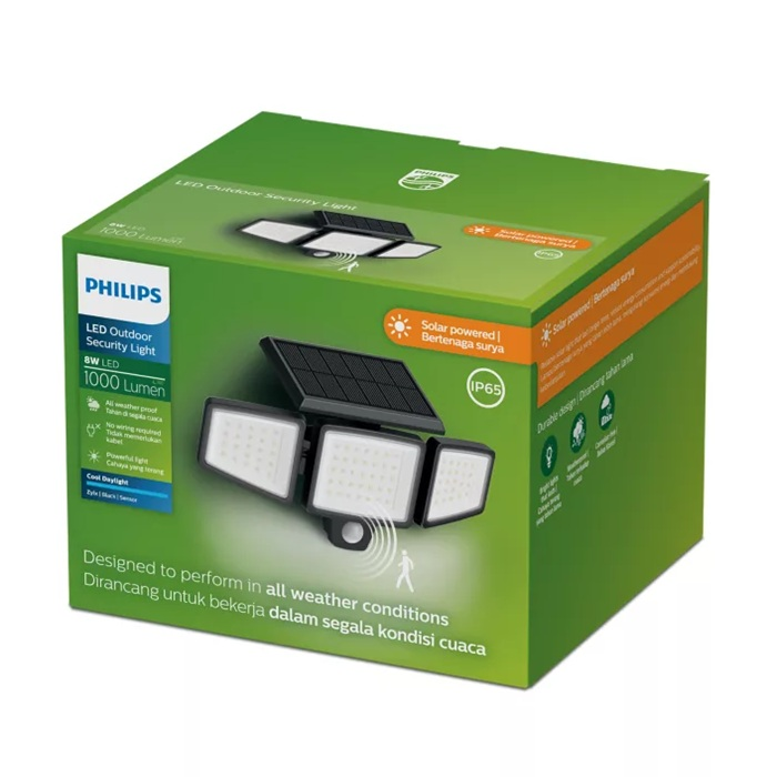 Philips LED Dış Mekan Güvenlik Işığı, Güneş Enerjili, IP65, 1000 Lümen